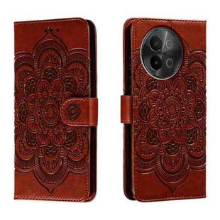 For vivo S18e Sun Mandala Embossing Pattern Phone Leather Case(Brown)