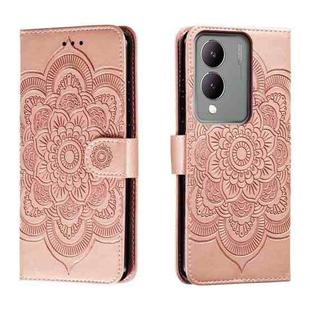 For vivo Y17S Sun Mandala Embossing Pattern Phone Leather Case(Rose Gold)