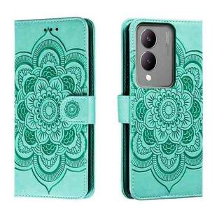 For vivo Y17S Sun Mandala Embossing Pattern Phone Leather Case(Green)