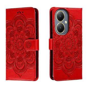 For vivo Y35M+ Sun Mandala Embossing Pattern Phone Leather Case(Red)