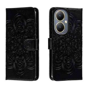 For vivo Y35M+ Sun Mandala Embossing Pattern Phone Leather Case(Black)