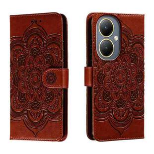 For vivo Y35M+ Sun Mandala Embossing Pattern Phone Leather Case(Brown)