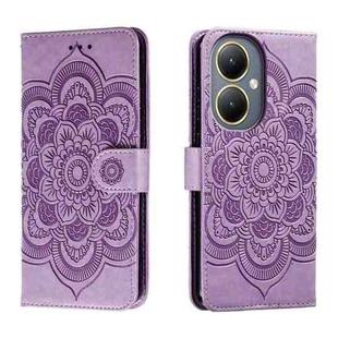 For vivo Y35M+ Sun Mandala Embossing Pattern Phone Leather Case(Purple)