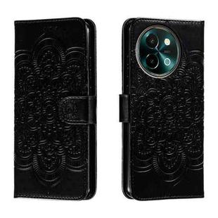 For vivo Y38 Sun Mandala Embossing Pattern Phone Leather Case(Black)