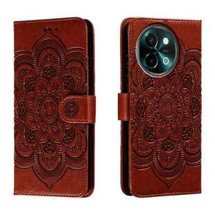 For vivo Y38 Sun Mandala Embossing Pattern Phone Leather Case(Brown)