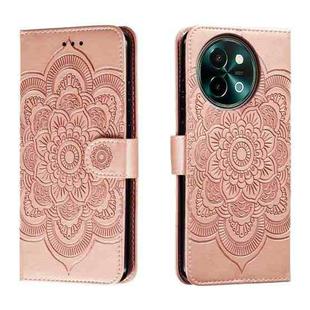 For vivo Y38 Sun Mandala Embossing Pattern Phone Leather Case(Rose Gold)