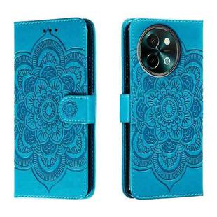 For vivo Y38 Sun Mandala Embossing Pattern Phone Leather Case(Blue)