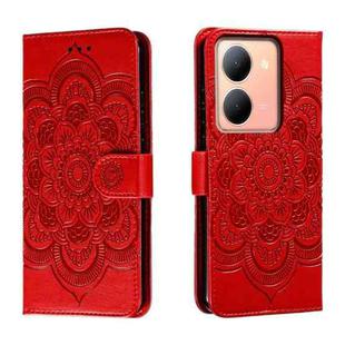For vivo Y78 Sun Mandala Embossing Pattern Phone Leather Case(Red)