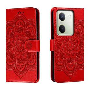 For vivo Y100 5G Sun Mandala Embossing Pattern Phone Leather Case(Red)