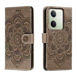 For vivo Y100 5G Sun Mandala Embossing Pattern Phone Leather Case(Grey)