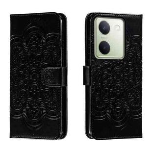 For vivo Y100 5G Sun Mandala Embossing Pattern Phone Leather Case(Black)