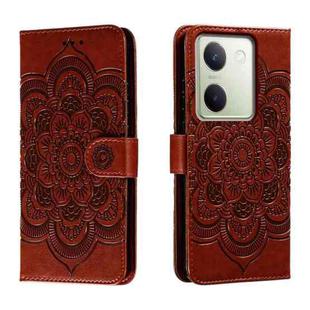 For vivo Y100 5G Sun Mandala Embossing Pattern Phone Leather Case(Brown)