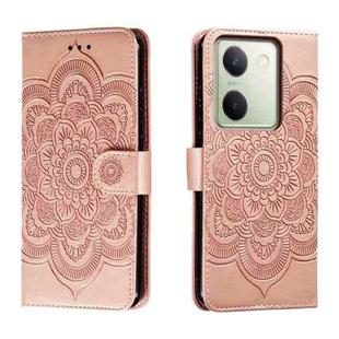 For vivo Y100 5G Sun Mandala Embossing Pattern Phone Leather Case(Rose Gold)