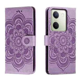 For vivo Y100 5G Sun Mandala Embossing Pattern Phone Leather Case(Purple)