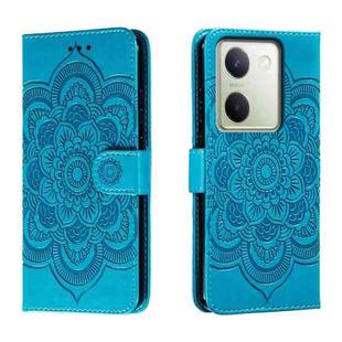 For vivo Y100 5G Sun Mandala Embossing Pattern Phone Leather Case(Blue)