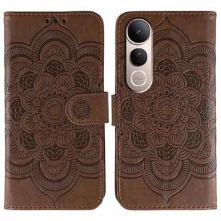 For vivo V50 Lite 5G Sun Mandala Embossing Pattern Phone Leather Case(Brown)