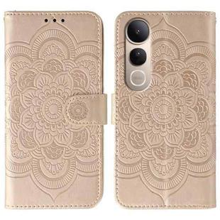 For vivo V50 Lite 5G Sun Mandala Embossing Pattern Phone Leather Case(Rose Gold)