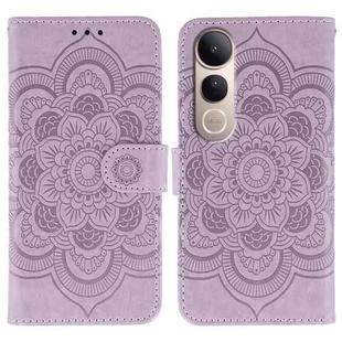 For vivo V50 Lite 5G Sun Mandala Embossing Pattern Phone Leather Case(Purple)