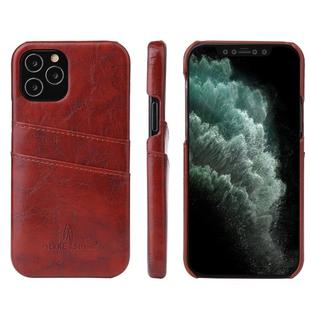 For iPhone 12 Pro Max Fierre Shann Retro Oil Wax Texture PU Leather Case with Card Slots(Brown)