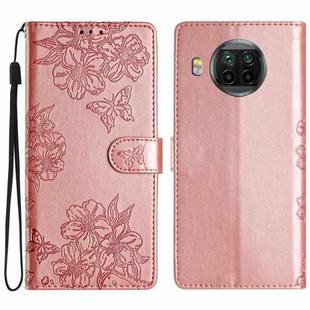 For Xiaomi Mi 10T Lite 5G Cherry Blossom Butterfly Skin Feel Embossed PU Phone Case(Rose Gold)