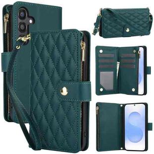 For Samsung Galaxy S25+ / S24+ 5G YM016 Rhombic Zipper Card Wallet Leather Phone Case with Lanyard(Green)