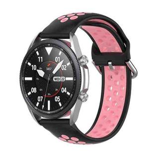 For Galaxy Watch 3 41mm Silicone Two-color Watch Band, Size: Free Size 20mm(Black Powder)