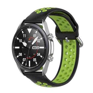 For Galaxy Watch 3 41mm Silicone Two-color Watch Band, Size: Free Size 20mm(Black Lime)