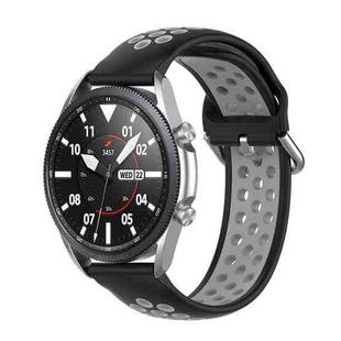 For Galaxy Watch 3 41mm Silicone Two-color Watch Band, Size: Free Size 20mm(Black Gray)