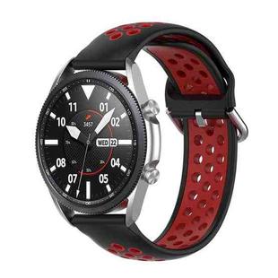 For Galaxy Watch 3 41mm Silicone Two-color Watch Band, Size: Free Size 20mm(Black Red)