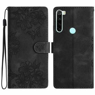 For Xiaomi Redmi Note 8T Cherry Blossom Butterfly Skin Feel Embossed PU Phone Case(Black)