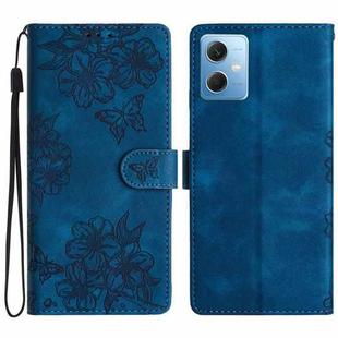 For Xiaomi Redmi Note 12 Global Cherry Blossom Butterfly Skin Feel Embossed PU Phone Case(Blue)