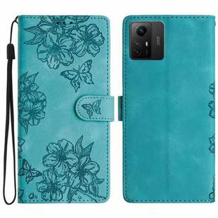 For Xiaomi Redmi Note 12S Cherry Blossom Butterfly Skin Feel Embossed PU Phone Case(Green)