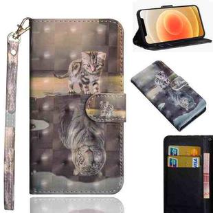 For iPhone 12 mini 3D Painting Pattern Horizontal Flip TPU + PU Leather Case with Holder & Card Slots & Wallet(Cat Tiger)
