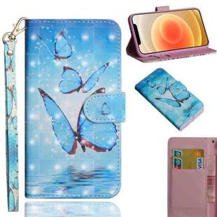 For iPhone 12 mini 3D Painting Pattern Horizontal Flip TPU + PU Leather Case with Holder & Card Slots & Wallet(Three Butterflies)