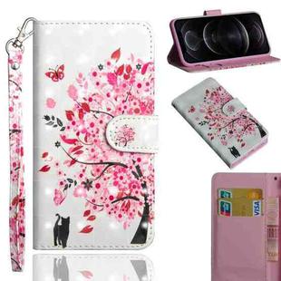 For iPhone 12 / 12 Pro 3D Painting Pattern Horizontal Flip TPU + PU Leather Case with Holder & Card Slots & Wallet(Cat Under The Tree)