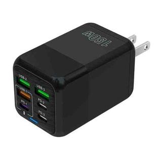 150W 3 x USB + 3 x USB-C / Type-C Multi-port Fast Charger, US Plug(Black)