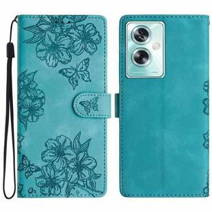 For OPPO A79 5G Cherry Blossom Butterfly Skin Feel Embossed PU Phone Case(Green)
