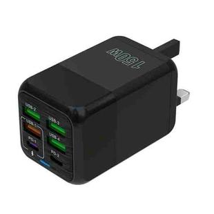 150W 4 x USB + 2 x USB-C / Type-C Multi-port Fast Charger, UK Plug(Black)