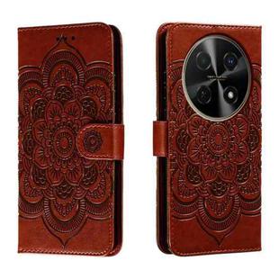 For Huawei Enjoy 70 Pro Sun Mandala Embossing Pattern Phone Leather Case(Brown)