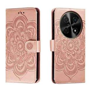 For Huawei Enjoy 70 Pro Sun Mandala Embossing Pattern Phone Leather Case(Rose Gold)