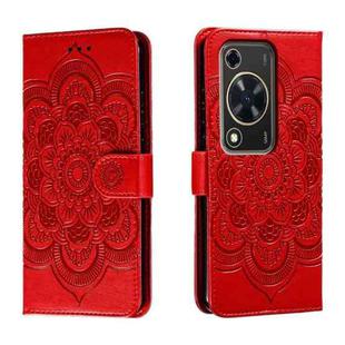 For Huawei Enjoy 70 Sun Mandala Embossing Pattern Phone Leather Case(Red)