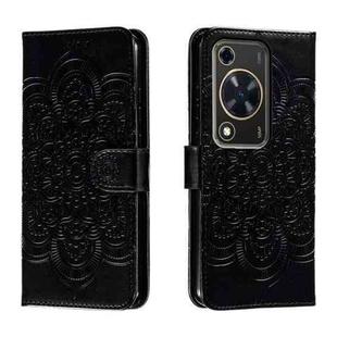 For Huawei Enjoy 70 Sun Mandala Embossing Pattern Phone Leather Case(Black)