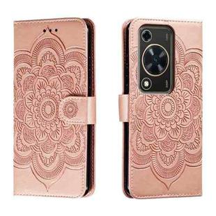 For Huawei Enjoy 70 Sun Mandala Embossing Pattern Phone Leather Case(Rose Gold)