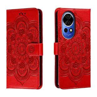 For Huawei Nova 12 Sun Mandala Embossing Pattern Phone Leather Case(Red)