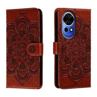 For Huawei Nova 12 Sun Mandala Embossing Pattern Phone Leather Case(Brown)