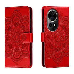 For Huawei Nova 12 Pro Sun Mandala Embossing Pattern Phone Leather Case(Red)