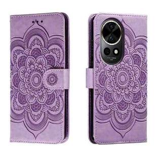For Huawei Nova 12 Pro Sun Mandala Embossing Pattern Phone Leather Case(Purple)