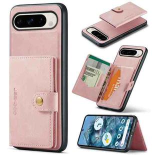 For Google Pixel 9 Pro JEEHOOD J01 Retro Magnetic Detachable Wallet Phone Case(Pink)