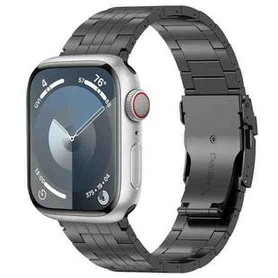 For Apple Watch Series 9 45mm Five-bead Safety Buckle Titanium Alloy Watch Band(Black)