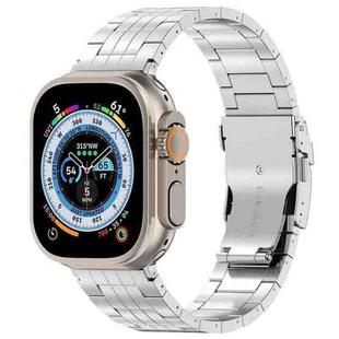 For Apple Watch Ultra 49mm Five-bead Safety Buckle Titanium Alloy Watch Band(Silver)